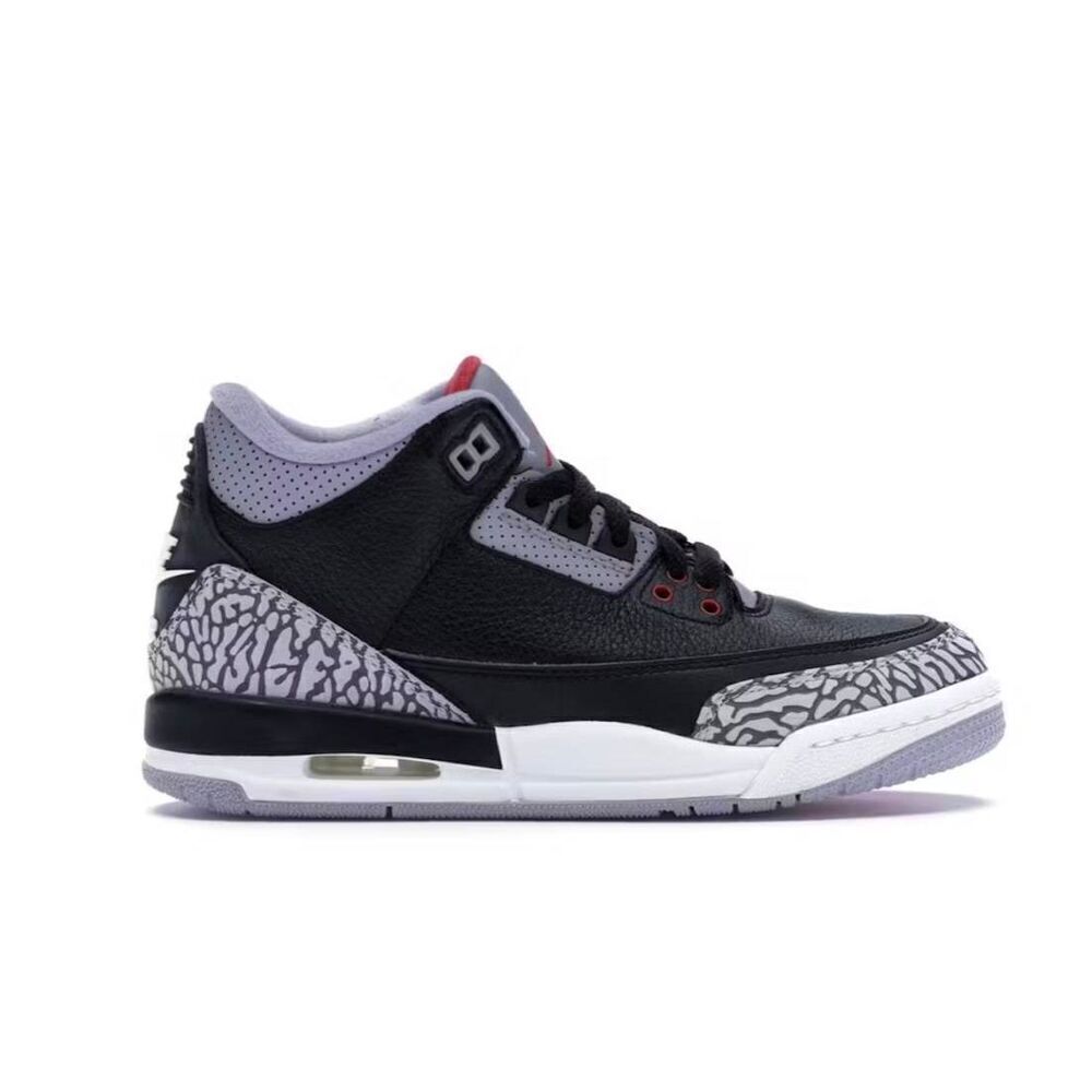 NIKE Air Jordan 3 Retro 'Black Cement' Sneakers Size 6Y/W7.5